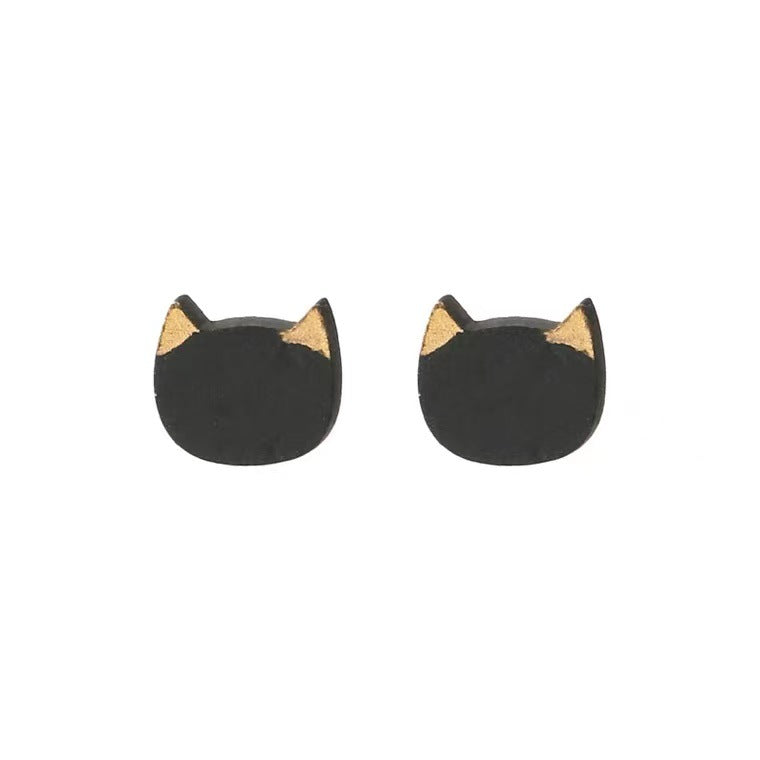 Pendientes Pequeños de Plata 925 – Diseño de Gato, Estrella y Triángulo