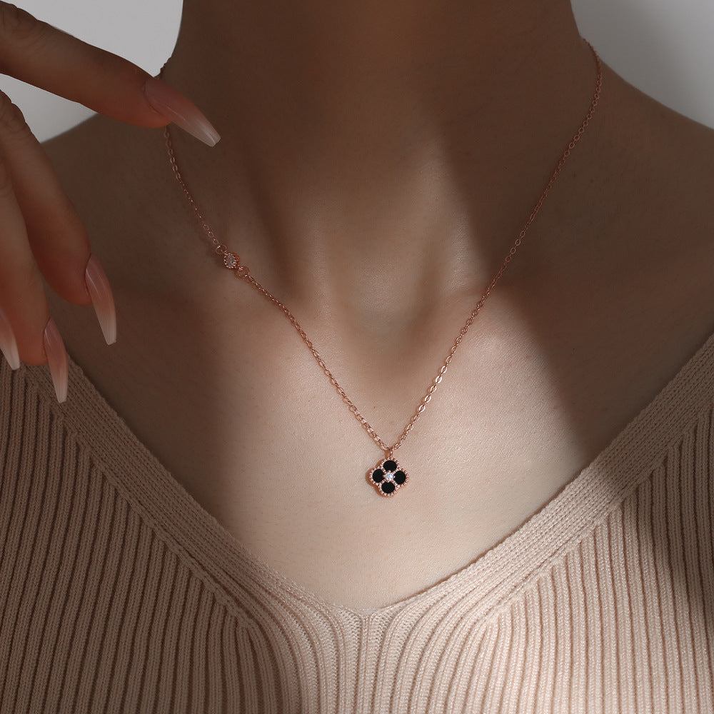 Cadena de Plata 925 con Dije de Trébol de Cuatro Hojas – Amuleto de Buena Suerte