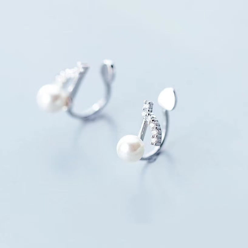 Aretes de Notas Musicales con Perla en Plata 925 – Regalo para Amantes de la Música