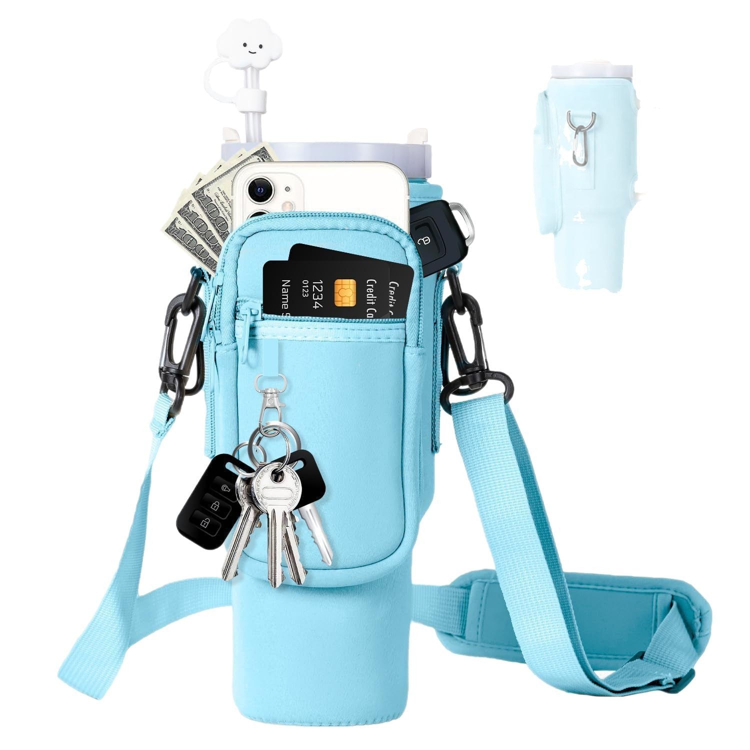 40oz Insulated Cup Sleeve with Handle and Adjustable Strap for Stanley