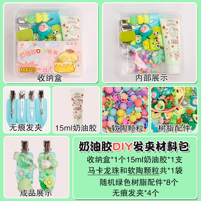 Set de Manualidades para Niñas con Pegamento en Crema 15g – Clips de Cabello y Accesorios de Resina