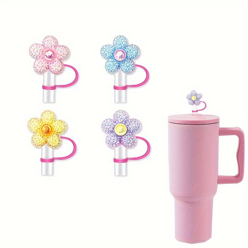 Tapa para Pajita de Vaso Stanley – Diseños de Flor con Cristales, Mariposa y Más