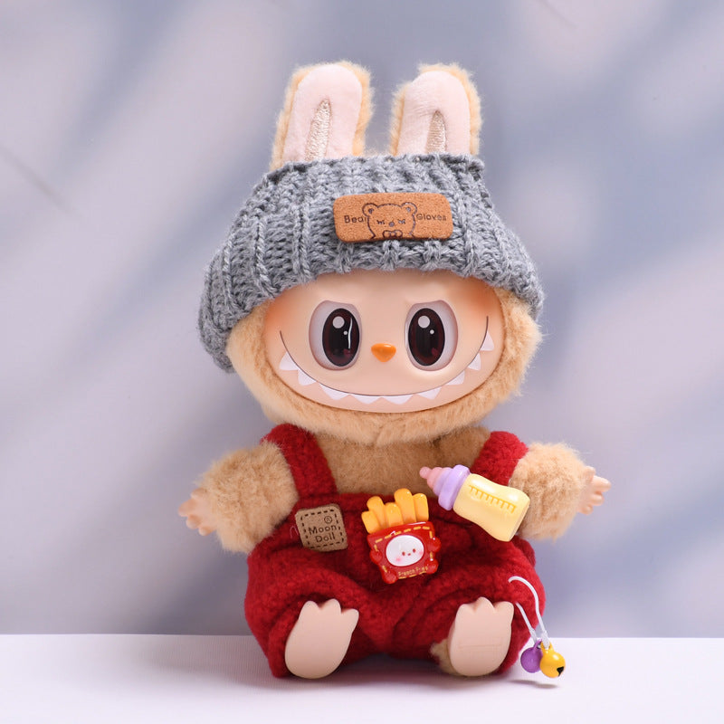 Overol con Accesorios para Muñeca Labubu 17 cm – Biberón y Cámara de Juguete (Muñeca No Incluida)