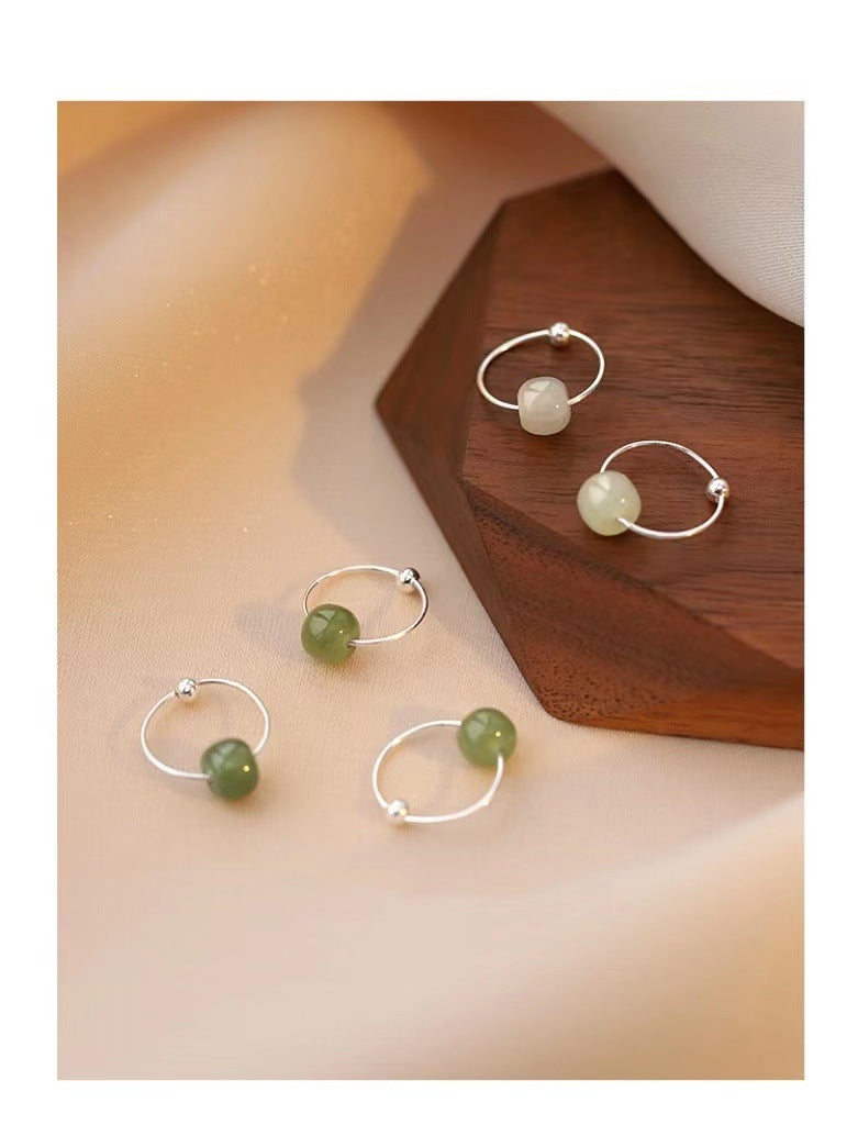 Candongas de Plata 925 con Jade Hetian – Amuleto de Suerte