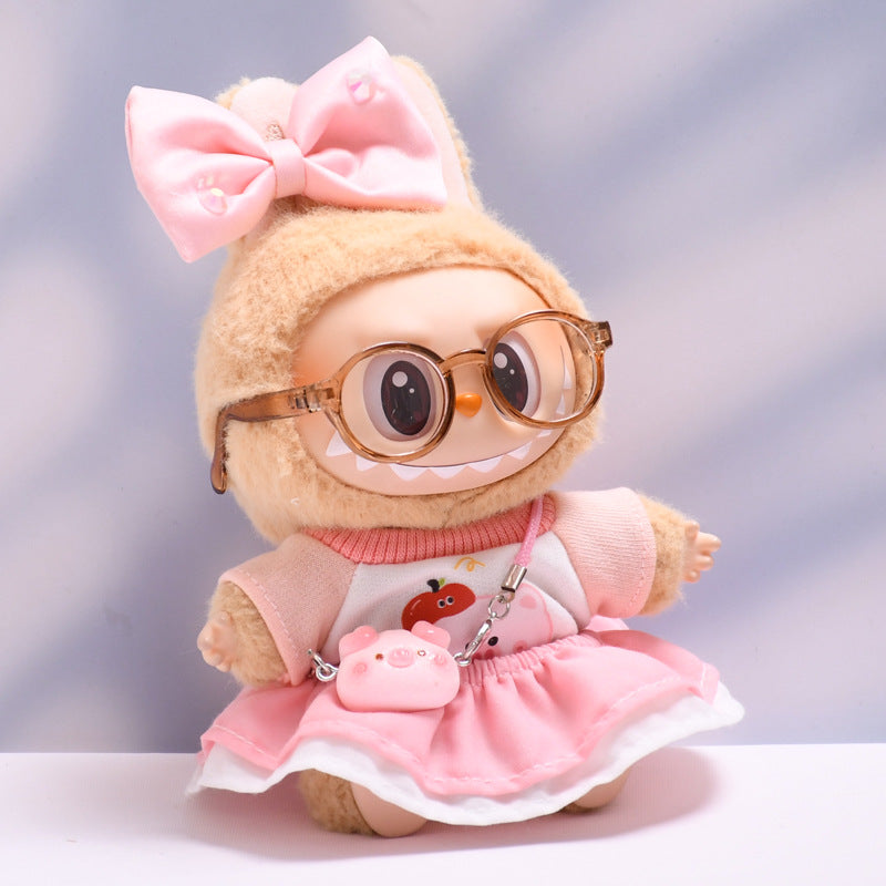 Ropa de Muñeca Labubu: Conjunto de Vestido Rosa y Accesorios