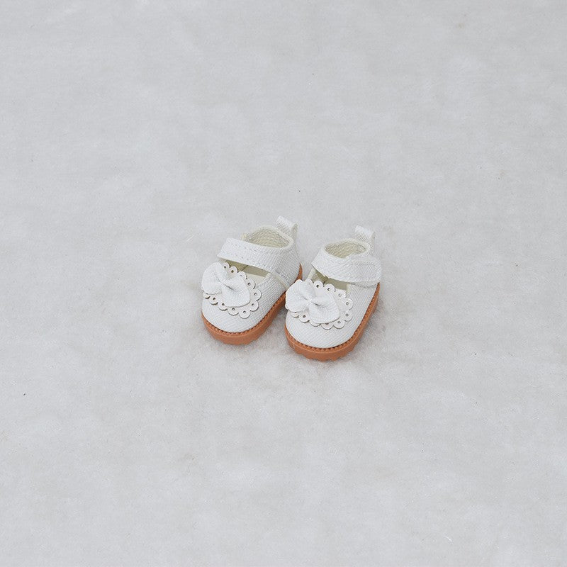 Zapatos blancos con lazo decorativo para muñecos Labubu de 17CM, accesorios adorables para vestir figuras de juguete.