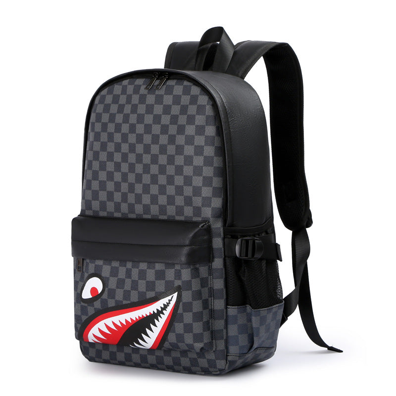Mochila de Hombre: Estilo Urbano, Diseño de Cuadros, Ideal para Viajes, Cuero, Mochila Para Laptop