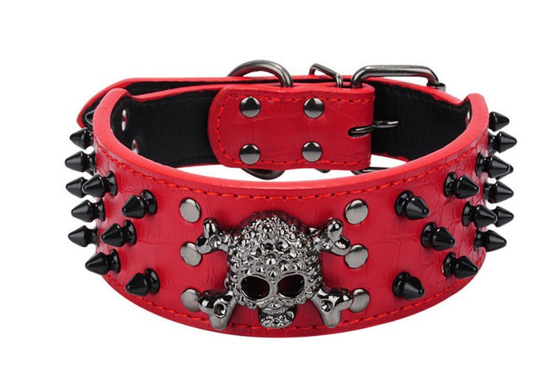 Collar Punk para Mascotas con Tachuelas y Calavera de PU