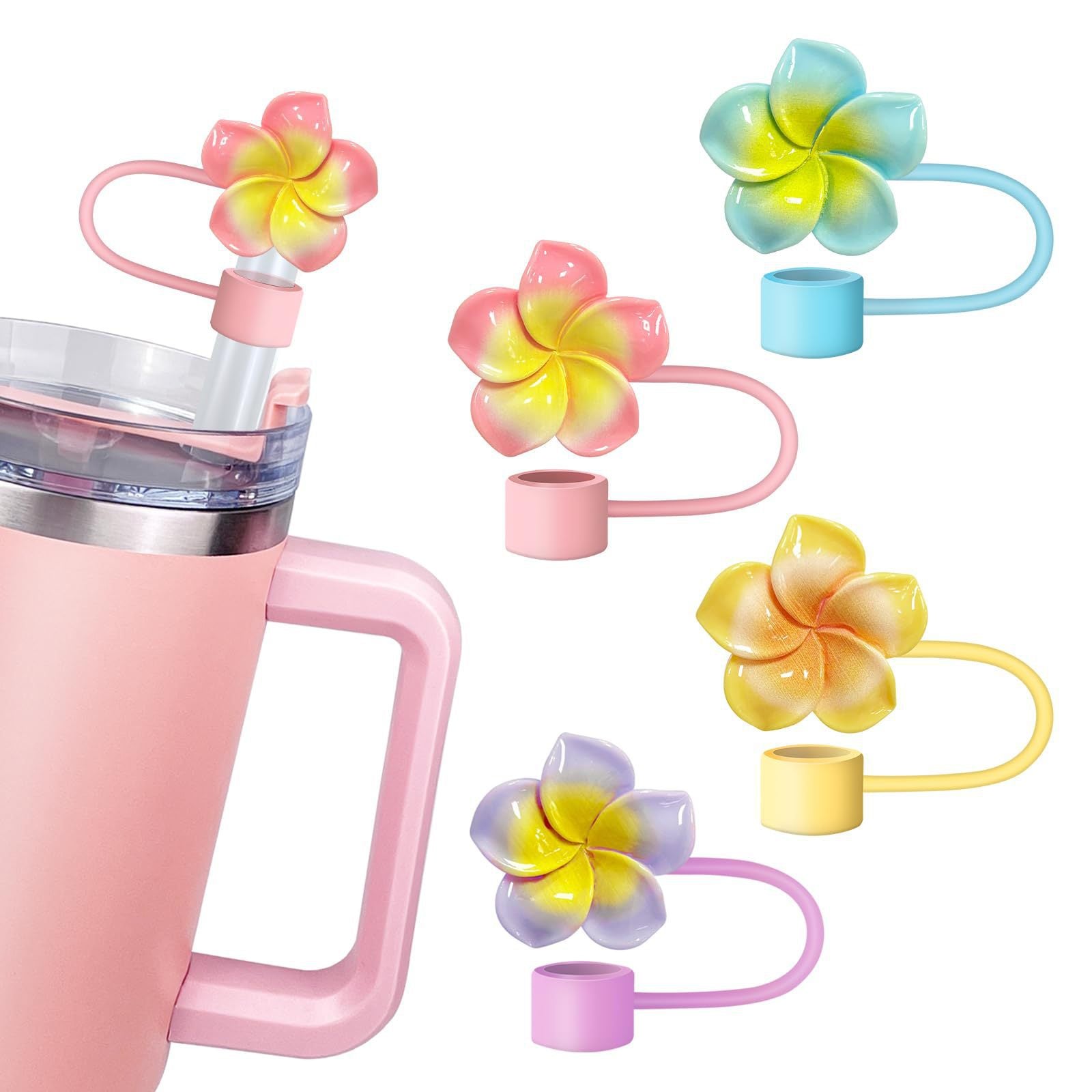 Resin Bright Flower Straw Cap for Stanley: Reusable and Stylish