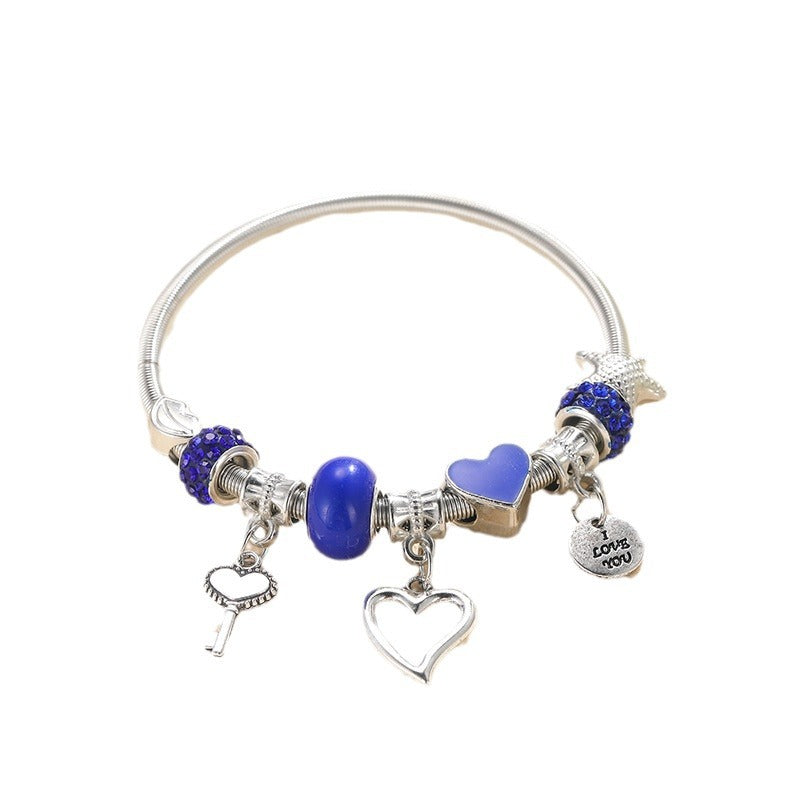 Pulsera de Plata para Niñas con Charms – Dijes Colgantes de Figuras Variadas