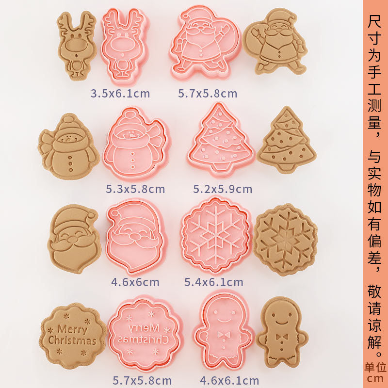 3D Christmas Cookie Mold Set with Tree and Party Themes for Baking