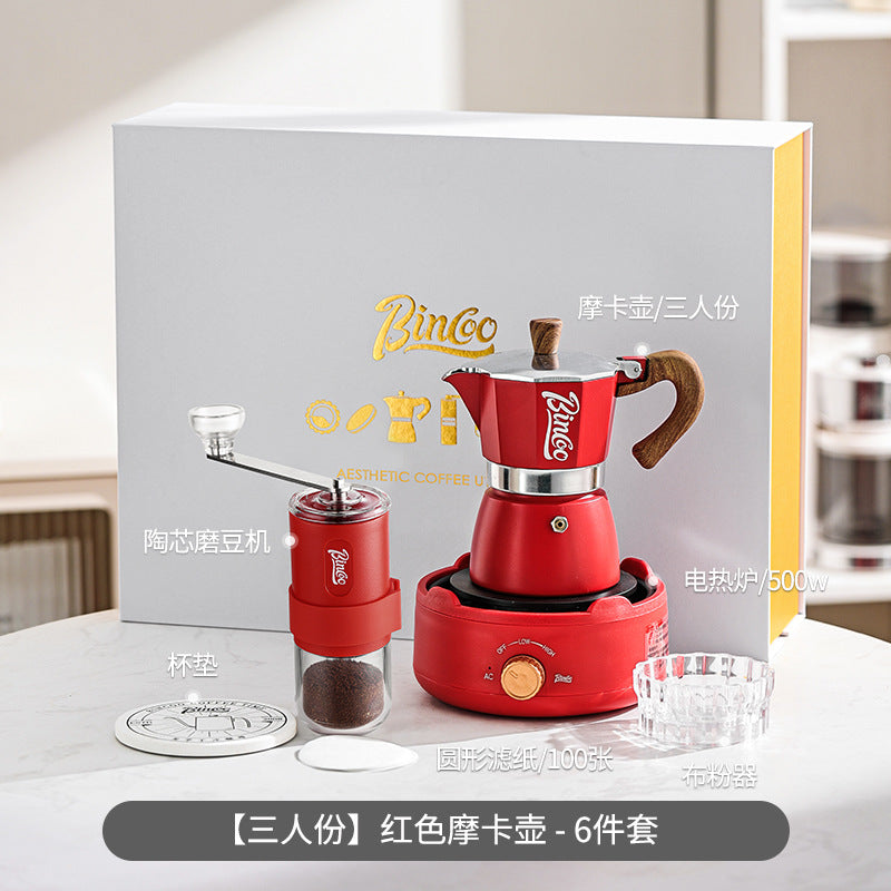 Bincoo: Set de regalo de cafetera moka, equipo para preparar café, cafetera manual compacta, ideal para cumpleaños