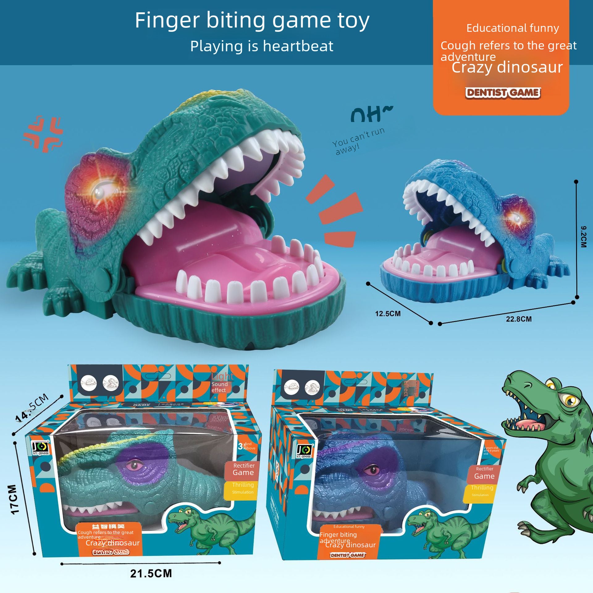 Juguete de cocodrilo mordedor: juguete de tiburón mordedor, dinosaurio juguete de broma para niños y padres, regalo divertido