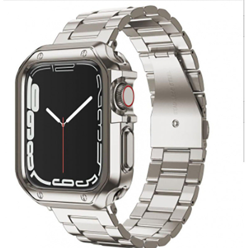 Correa y Carcasa para Apple Watch de Acero Inoxidable Galvanizado