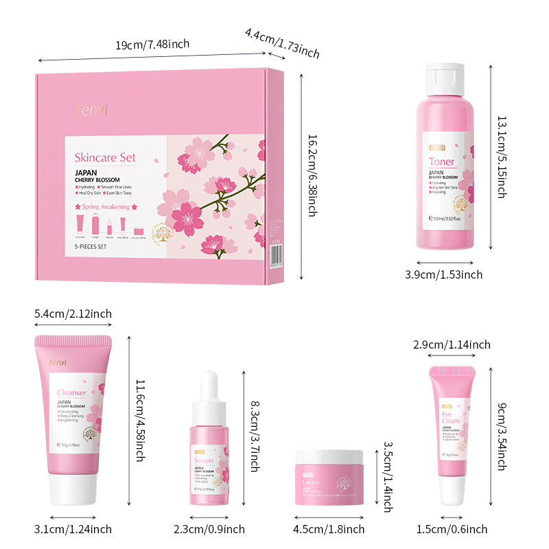 Conjunto de Cuidado Facial Sakura Japonés: 5 Piezas de Productos de Belleza en Stock