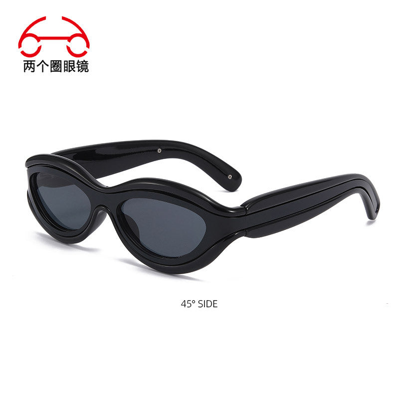 Gafas de sol estilo gato futuristas unisex con lentes oscuros