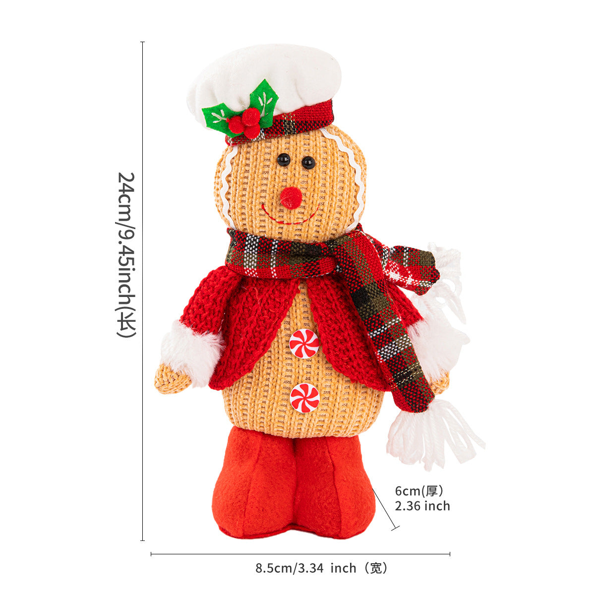 Muñecos Navideños Decorativos : Peluches de Duende, Pingüino, Hombre de Galleta, Reno y Nomo