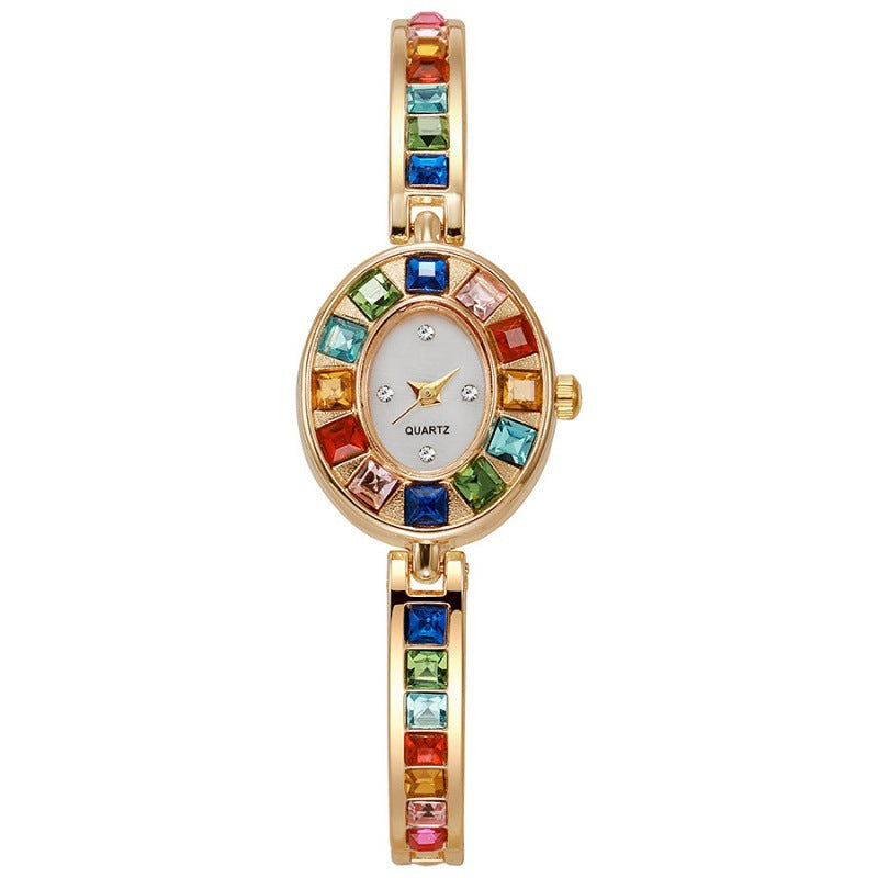 Reloj de pulsera para mujer con cristales coloridos