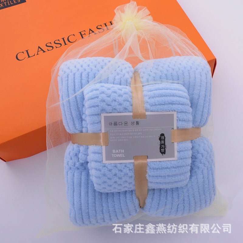 Toalla de baño coral suave: toalla de cara absorbente para adultos, productos para el hogar, diseño de cuadrícula auspiciosa