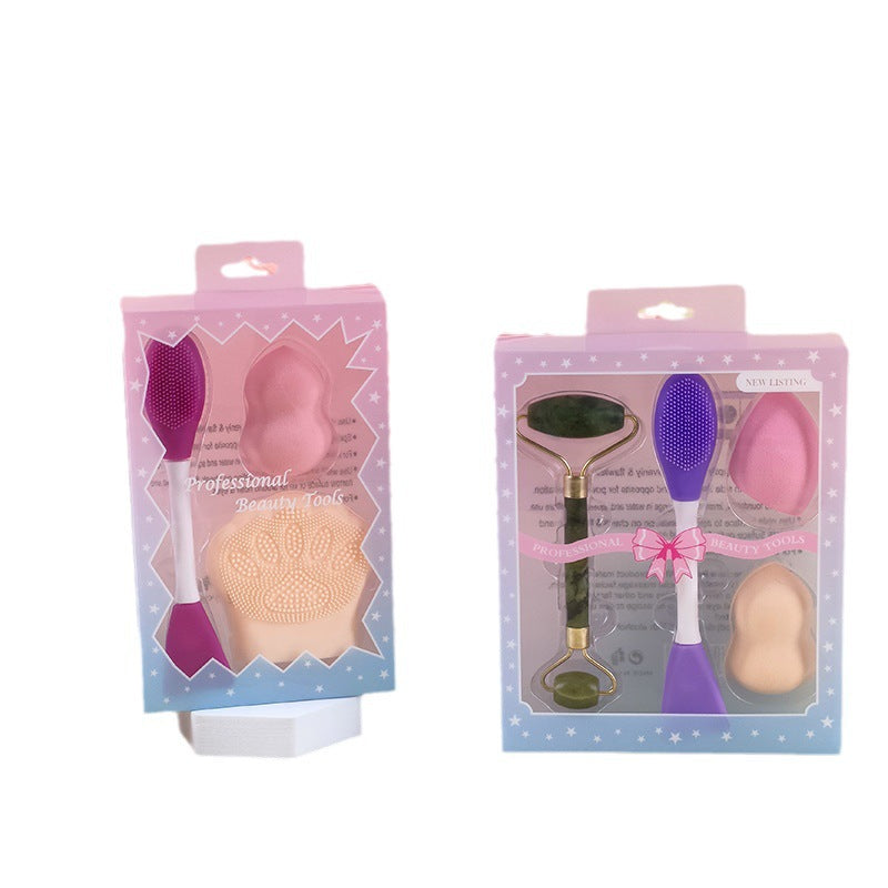 Esponja de Belleza y Cepillo Facial: Juego de Limpieza Doble Cara con Cerdas Suaves y Silicona