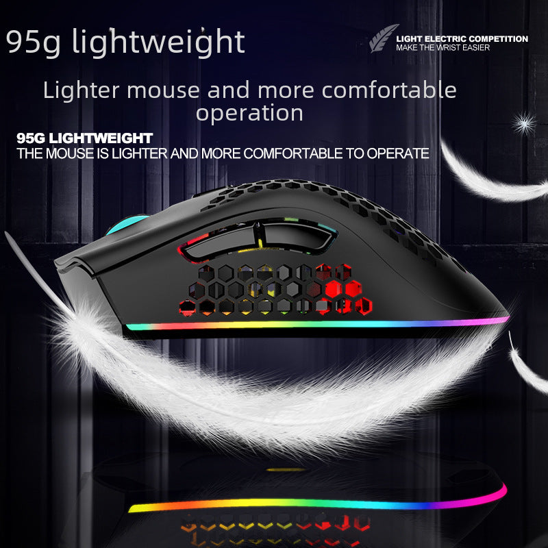 Ratón Inalámbrico Rechazado y Recargable: Ligero, Diseño Hueco, Ideal para Negocios y Juegos