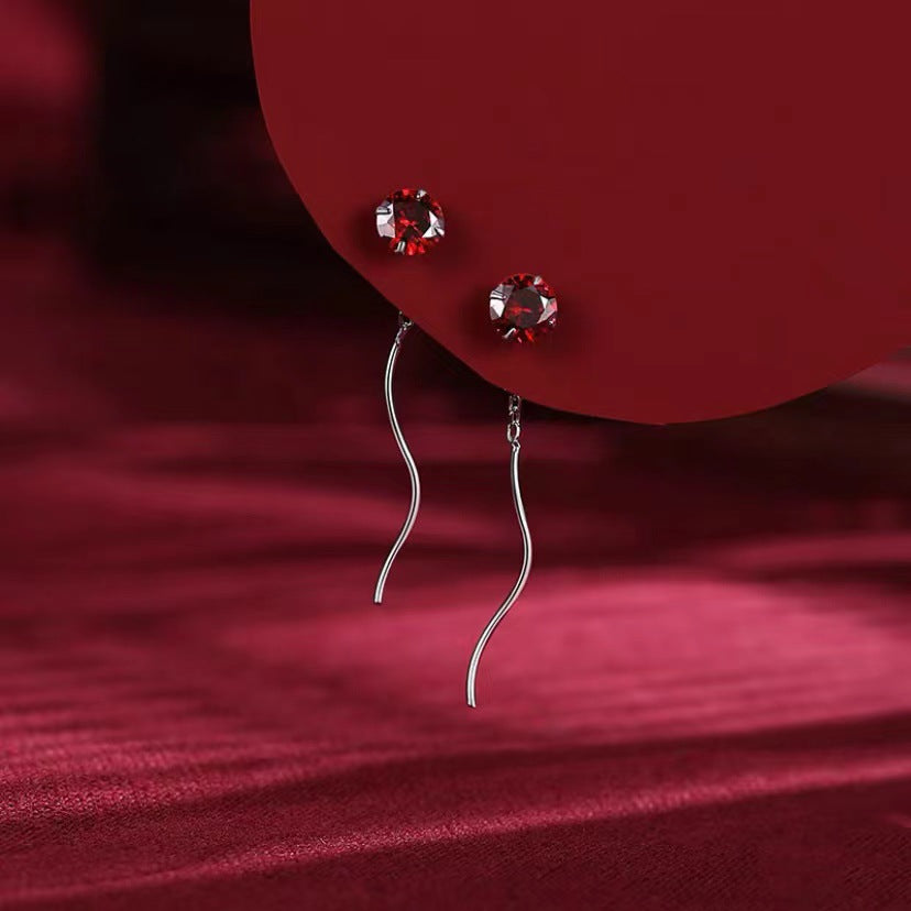 Aretes de Enhebrador en Plata 999: Esfera de Zirconia en diferentes Colores