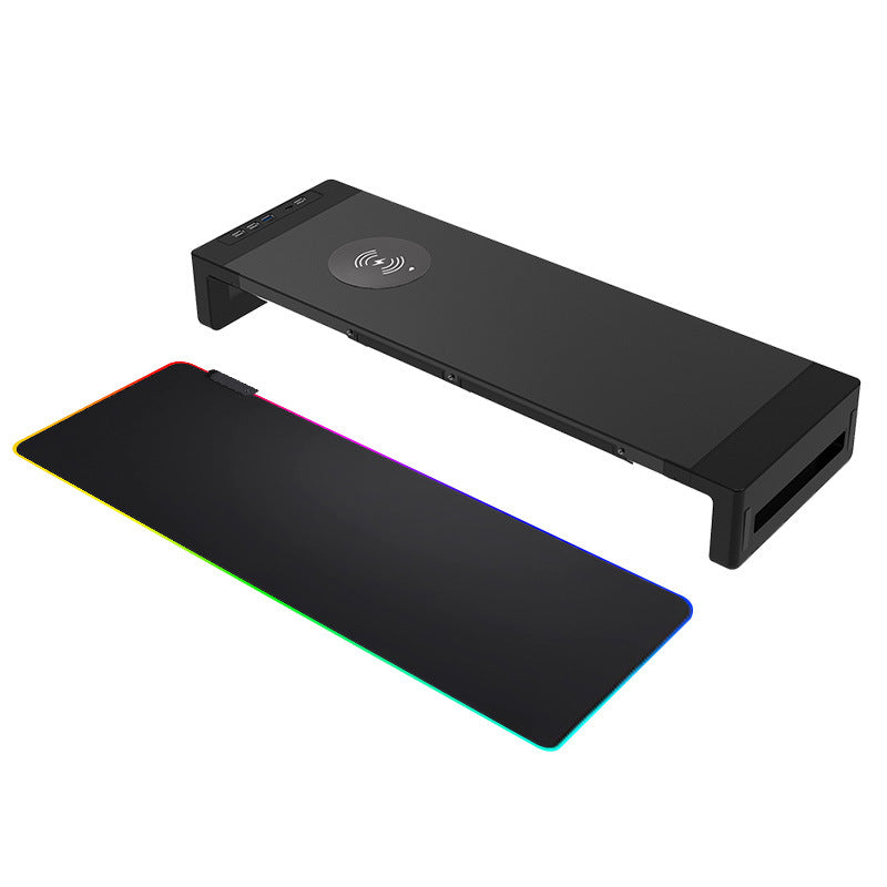 Soporte Elevador para Laptop Todo-en-Uno T1: Monitor Multifuncional, Mouse Pad RGB