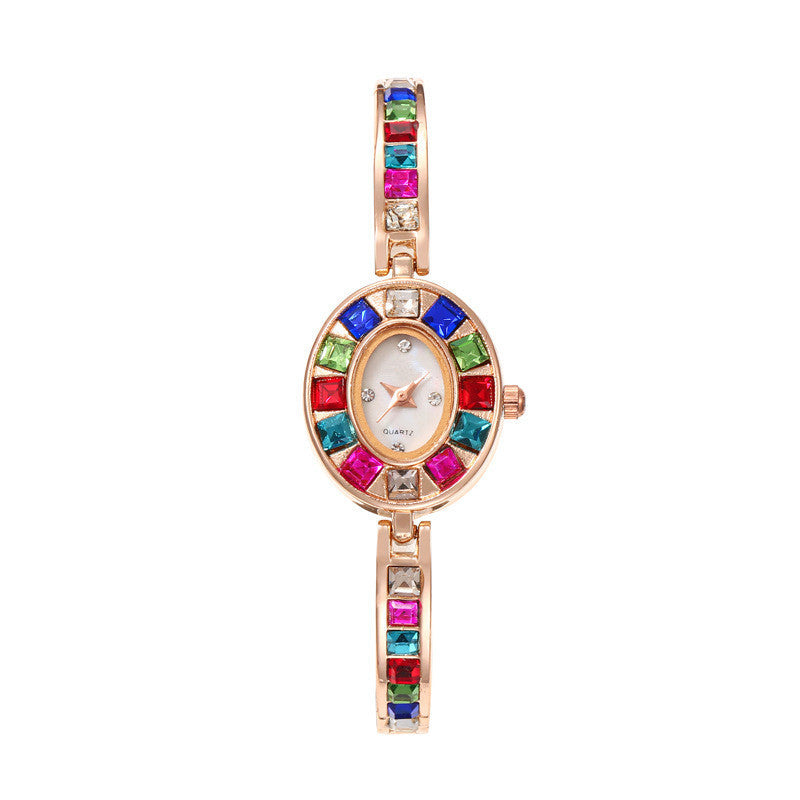 Reloj femenino con cristales de colores