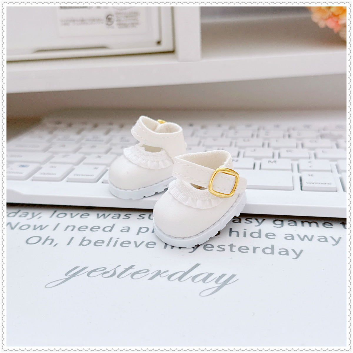 Zapatillas de lona para muñecas de 17 cm: Labubu, muñeca de algodón de 10 cm, color negro y blanco, con cordones