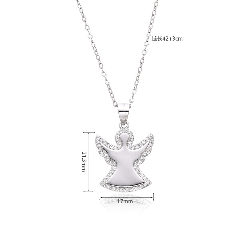 Cadena Corta de plata 925: Dije de Angel o Ada con Cristales