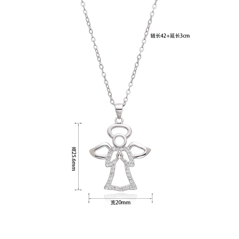 Cadena Corta de plata 925: Dije de Angel o Ada con Cristales