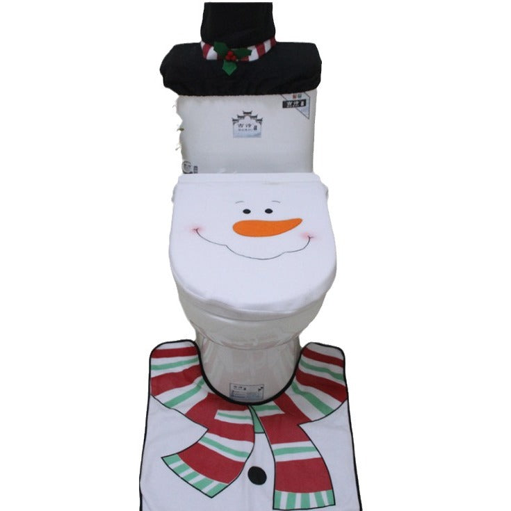 Cobertor para tapa de sanitario con diseño de hombre de Nieve