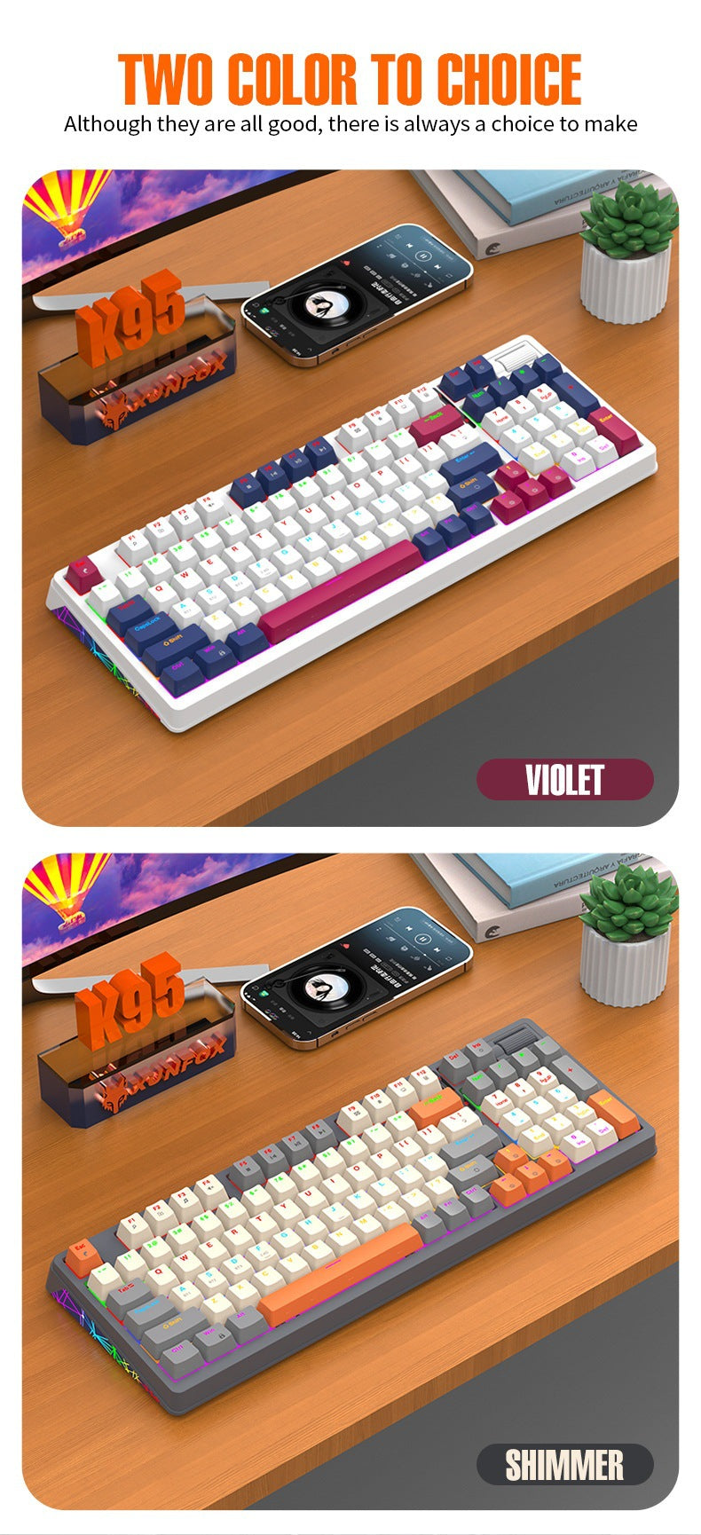 Teclado Mecánico Inalámbrico K95: 2.4G, Bluetooth, Tres Modos, Hot-Swap, Estructura Gasket para Juegos