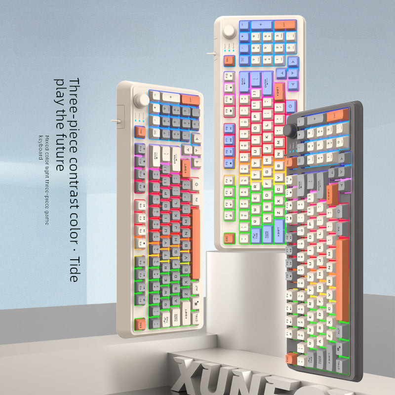 Teclado Mecánico Iluminado K82: Teclado con Efecto Mecánico, Conexión por Cable, Diseño de Tres Colores para PC