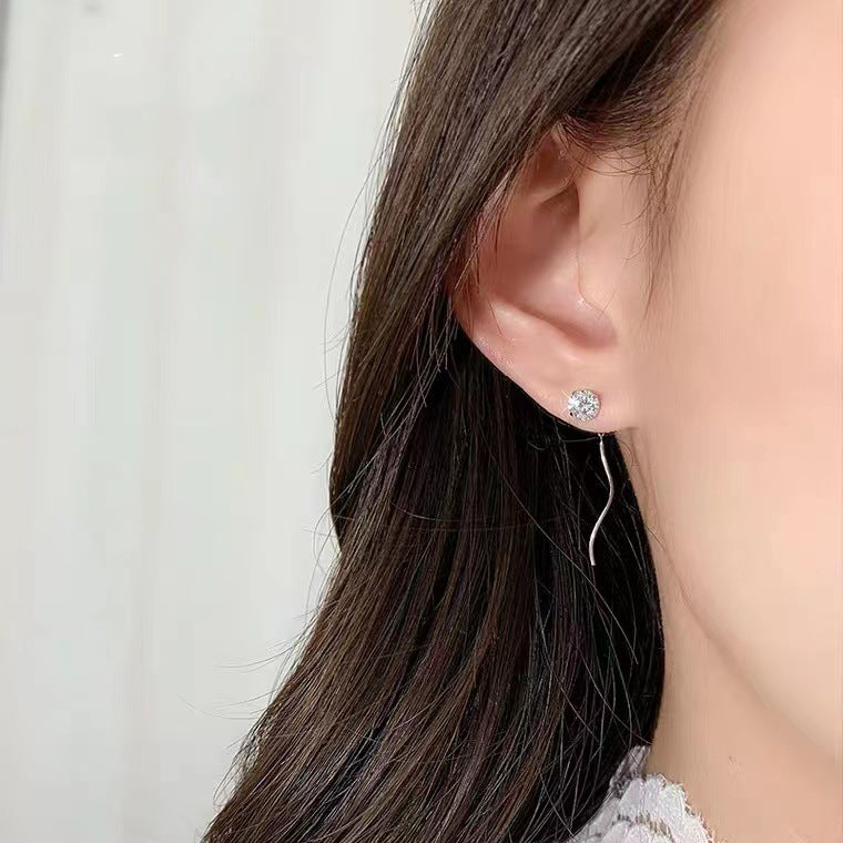 Aretes de Enhebrador en Plata 999: Esfera de Zirconia en diferentes Colores
