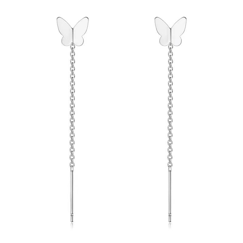 Pendientes Enhebrador en Plata 925 – Diseños de Trébol, Copo de Nieve, Corazón y Mariposa