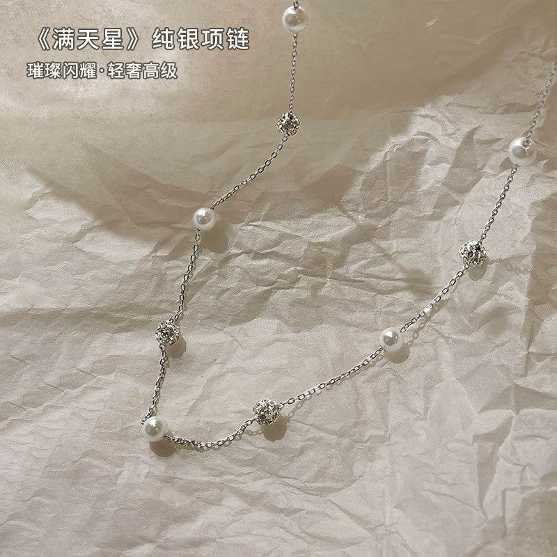 Collar de Clavícula en Plata S925 con Perlas y Zirconia – Diseño Versátil