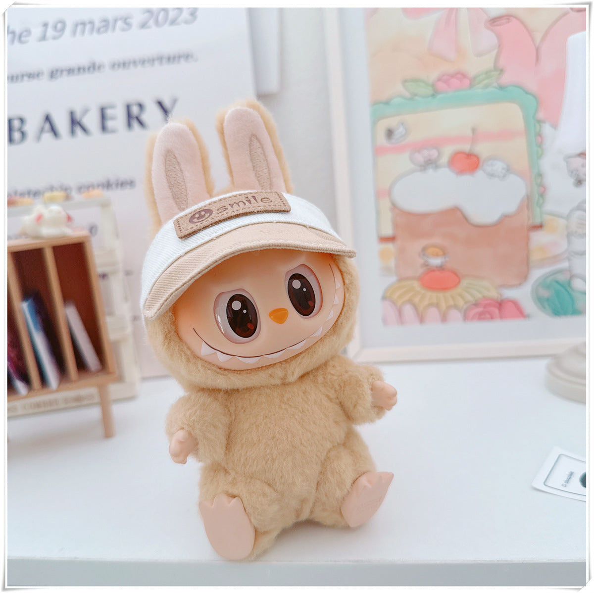 Muñeca de algodón de 10cm Labubu con uniforme de estudiante de 17cm: zapatillas de la familia Mickey