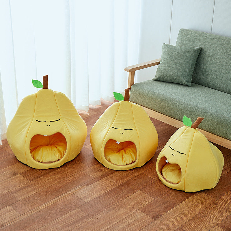 Casa para Gatos Semi Cerrada con Diseño de Pera | Suave y Acogedora