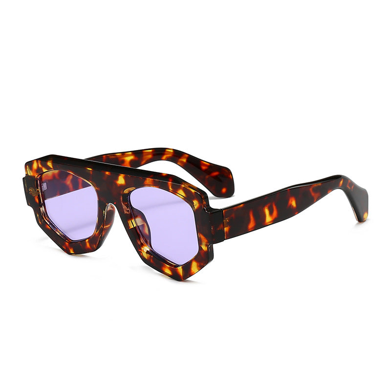 Gafas de Sol Geométricas com montura  de fuego y lentes purpura