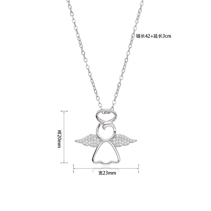 Cadena Corta de plata 925: Dije de Angel o Ada con Cristales