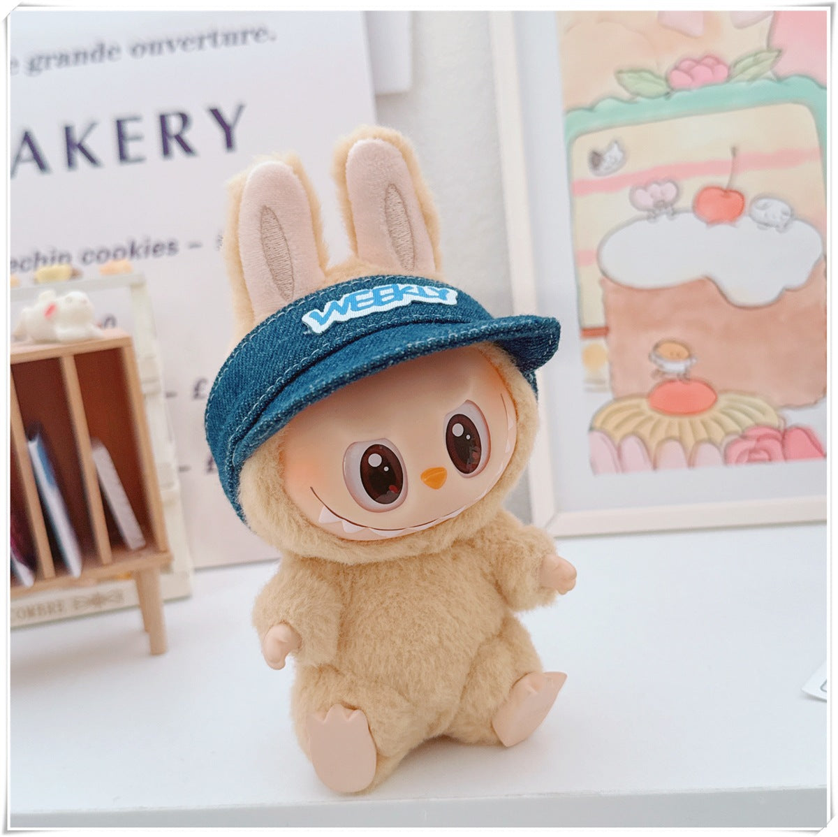 Muñeca de algodón de 10cm Labubu con uniforme de estudiante de 17cm: zapatillas de la familia Mickey