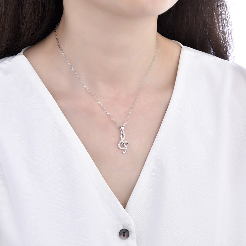 Cadena de Plata 925 con Dije de Nota Musical – Cristales Brillantes