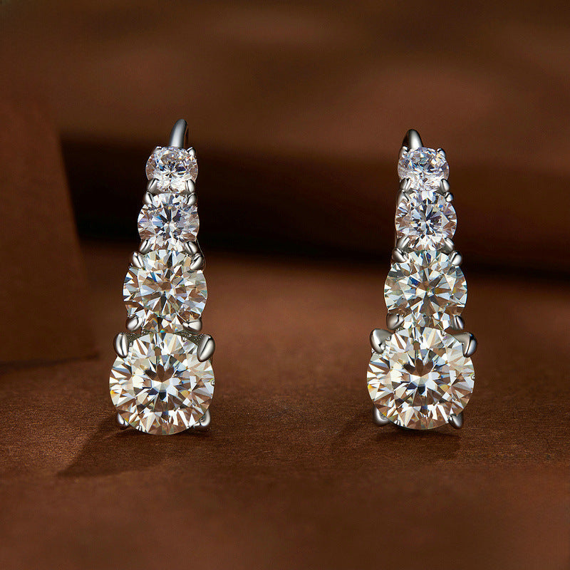 Pendientes de Plata 925 con Moissanita 0.50ct: Aretes Elegantes de Circonita Moissanita, Aros de Plata Esterlina para Mujer Estilo Moderno