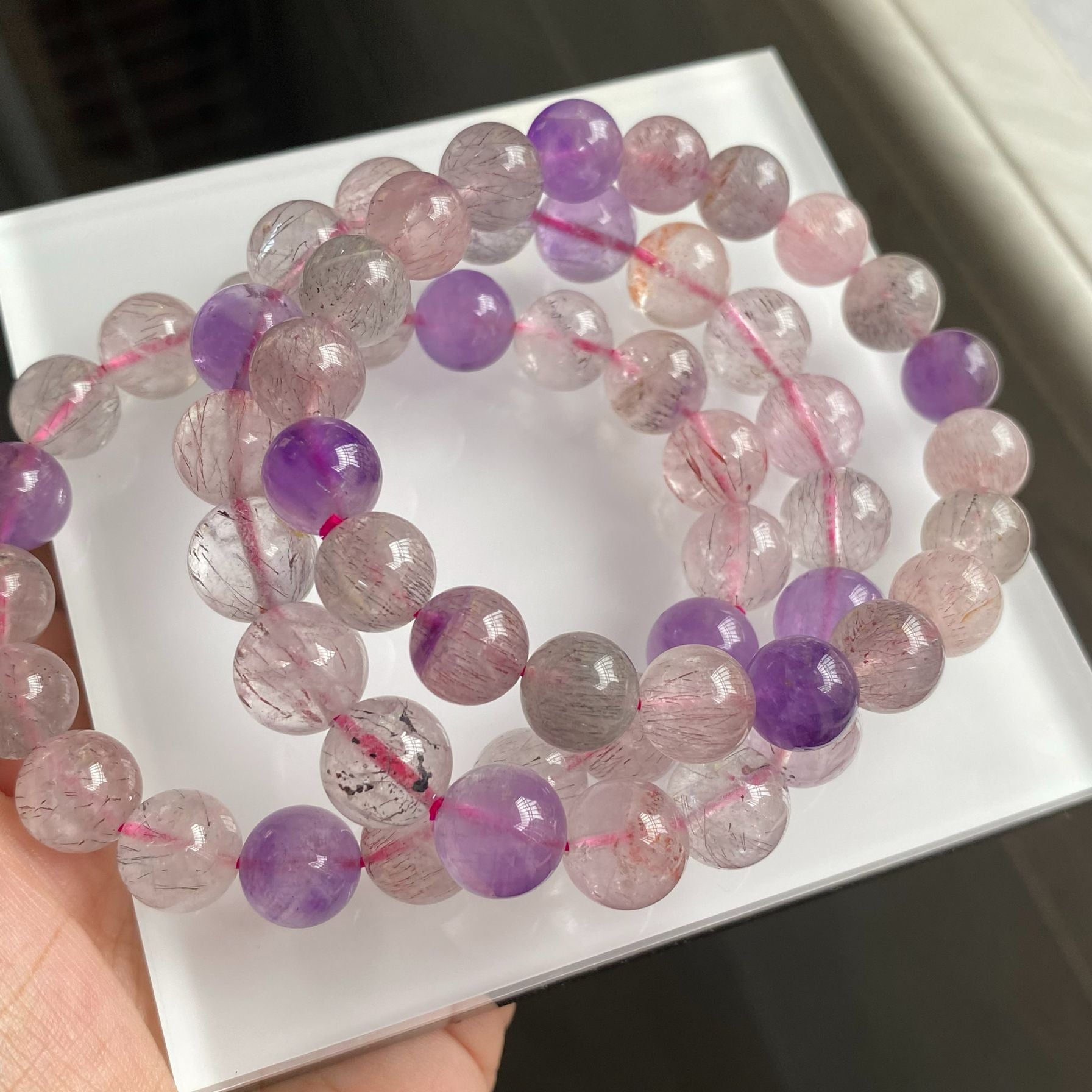 Pulsera de Cristal Natural Super Siete: Alta Calidad, Cuenta de Grosella Negra, Cristal de Donghai Keting