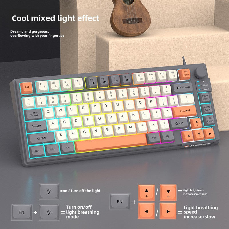 Teclado Gaming K81 con Iluminación: MDA Caps en Tres Colores, Compatible con PC y Laptop