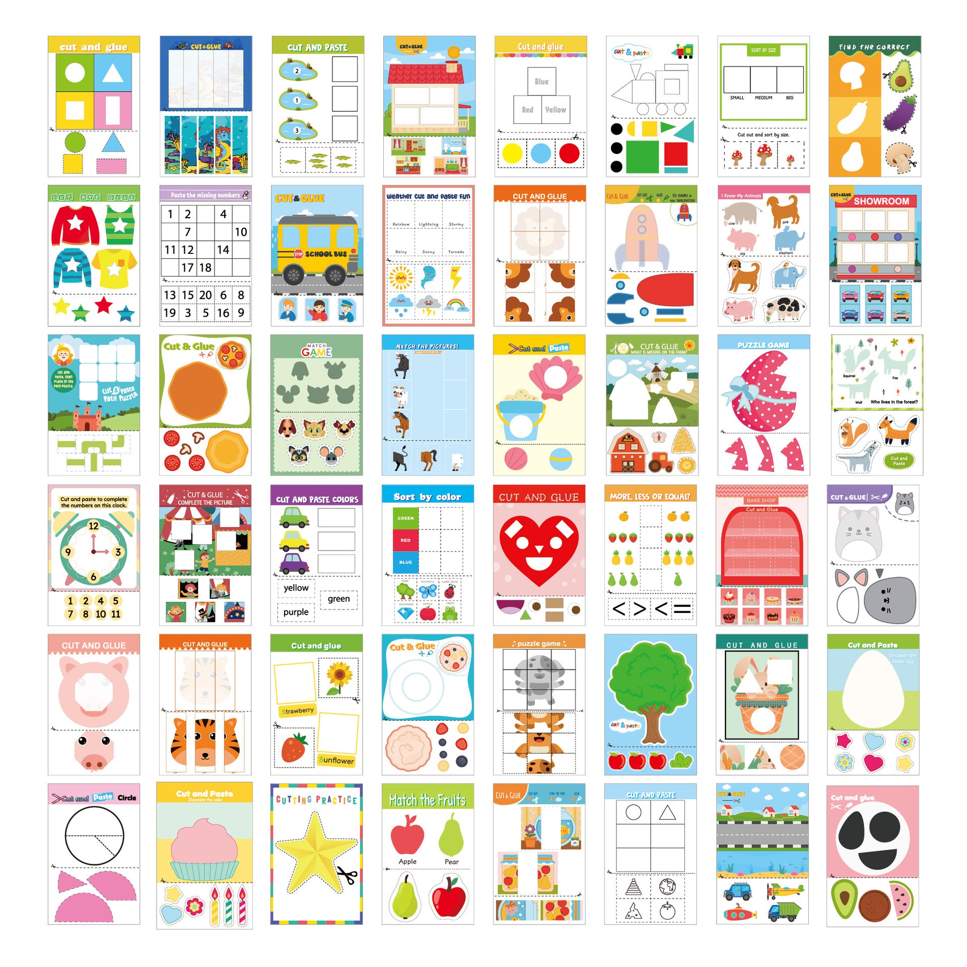 Kids Paper Cutting Book: Cartoon DIY Crafts and Stick-On Toys for Kids