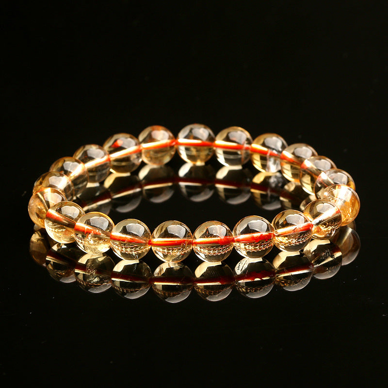 Pulsera de Citrino Natural: Alta Calidad de Brasil, Piedra de Atracción de Riqueza, Color Amarillo Profundo