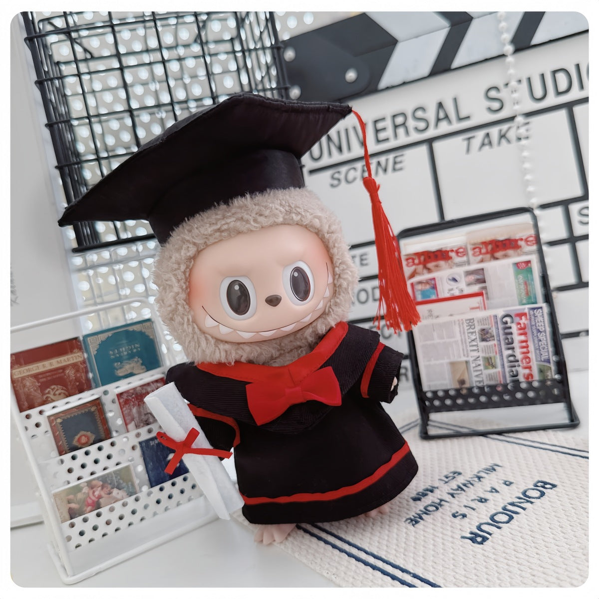 Ropa para muñecas: Labubu de 17cm, (Muñeca no incluida), Conjunto de graduación para muñecos.