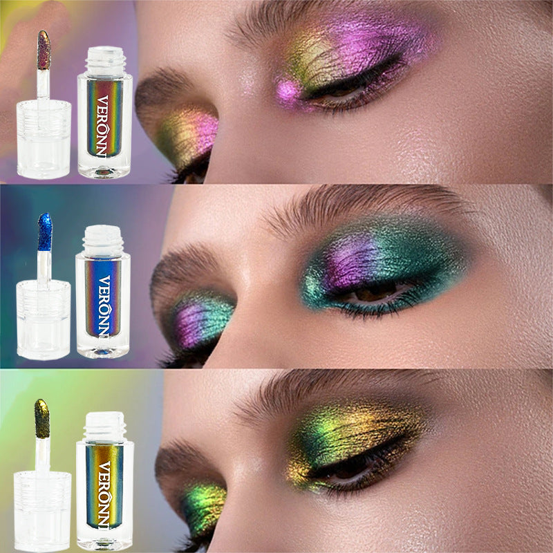 VERONNI Sombra de Ojos Líquida Camaleón: Sombra Metálica Brillante con Efecto Perlado y Destellos
